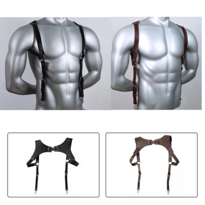 Винтажные кожаные подтяжки скобы плечевой ремень ремень ремень ремень для мужчин O6M3 США - Изображение 1 из 4