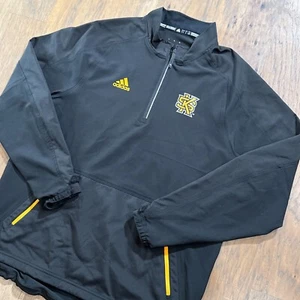 Kennesaw State Owls Sweater Mens L Black Adidas Team Issue Quarter Zip Pullover - Picture 1 of 10