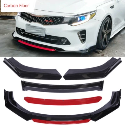 Carbon Fiber Front Bumper Lip Spoiler Splitter Red For Kia Optima K5 2011-2021 - Изображение 1 из 4