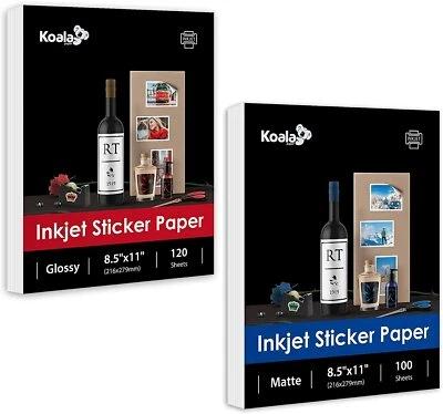 Koala Sticker Paper for Printers, Glossy + Matte, 220 Ct Full Sheet Blank Labels - Image 1 of 4