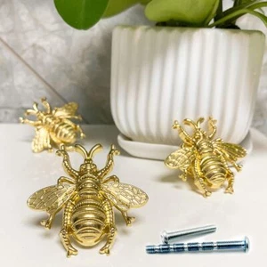3Pcs Gold Bee Drawer Knobs - Bee Cabinet Handles - Antique Bee Dresser Knobs ... - Picture 1 of 5