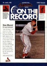 2002 Donruss Originals On The Record #12 Stan Musial /800 - NM-MT
