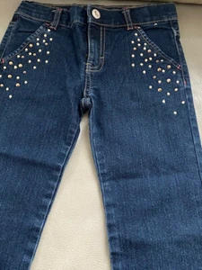 girl Gymboree jeans cotton gems pants bootcut s 8 evening party spring summer - Picture 1 of 5