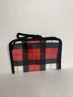 Thirty One Makeup Jewelry Travel Toiletry Organizer Small Red Plaid - Image 1 of 4