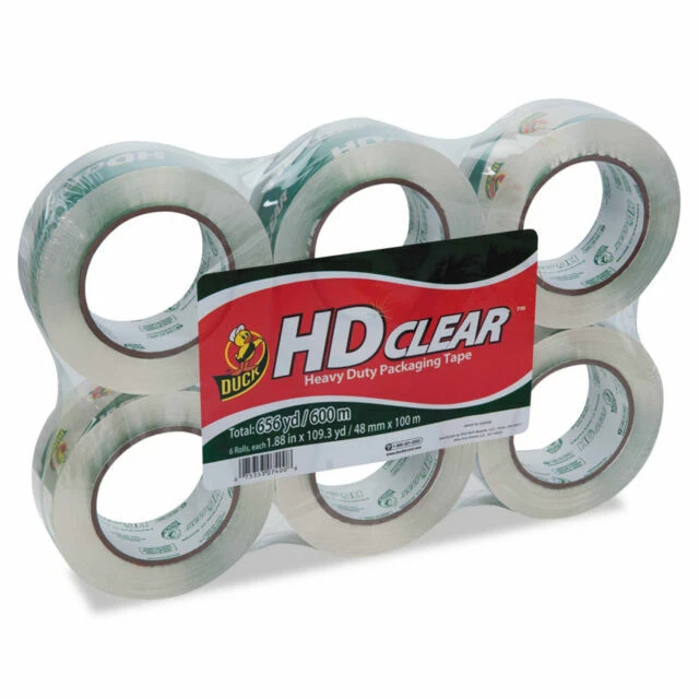 Duck 299016 Heavy-Duty Carton Packaging Tape, Clear - 6 Pack