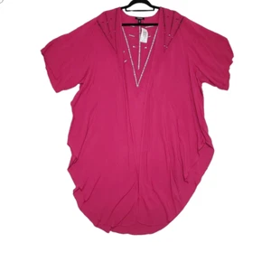 Torrid Eyelet Challis Boho Kimono Long Berry Pink Womens Plus Size 3X/4X NWT - Picture 1 of 9