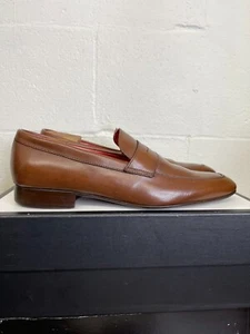 Massimo Matteo 52682 Penny Loafer Brown Leather Slip On Dress Shoes Men's Size 9 - Picture 1 of 13