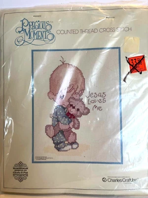 Kit de punto de cruz contado Jesús Precious Moments 1978 hecho en EE. UU. paquete abierto de colección Foto 1 de 4