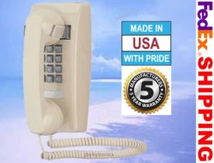 RETRO ASCHE DRÜCKTASTE KABELGEBUNDENES BASIS WANDTELEFON VINTAGE STIL NEU - Bild 1 von 3