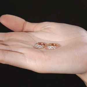 18k yellow gold gf crystal infinity round huggie earrings 12 mm TINY small - Picture 1 of 4