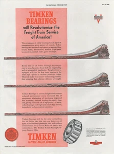 1942 Timken Bearings Will Revolutionize Freight Train Serice of America Print Ad - Picture 1 of 1