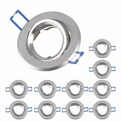 10X Cornice Incastro Alluminio Argento Sabbia 16302-4 Ø68 Mm Per Lampadine GU10 - Immagine 1 di 4
