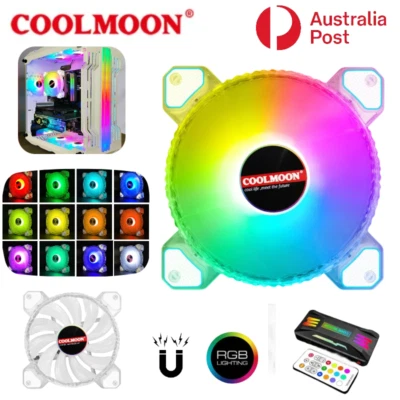 COOLMOON Cooling Fan PWM RGB Light 4Pin Desktop PC Computer Case Cooler 120MM AU - Image 1 of 4