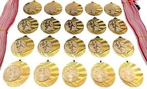 20x Junior Football Medals - 40mm Gold Metal With Ribbons + FREE P&P - Picture 1 of 4