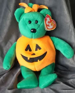 Ty Beanie Baby TRICKY the Pumpkin Halloween Bear 2002 Nuevo con etiqueta - Imagen 1 de 3