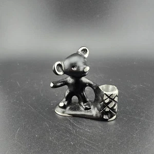Walter Bosse GERMANY Metal Bear Candle Pen Holder Small Black and Silver VINTAGE - Picture 1 of 9