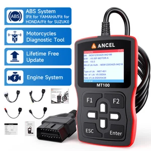 ANCEL MT100 Motorcycle OBD2 Scanner Check Engine Fault ABS Diagnostic Tool US - Picture 1 of 7