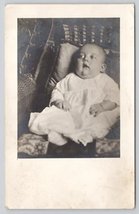 Postcard RPPC ID 4 Month Old Joe La Vern Miller Chubby Baby Studio Portrait - Picture 1 of 2