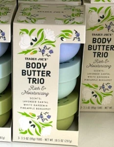 Trader Joe's Body Butter Trio Lavender Santal White Gardenia Pineapple Bergamot - Picture 1 of 3