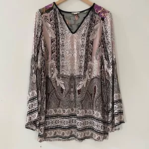 Jeans tribali donna boho top taglia grande contadino ricamato fata stampa mista - Foto 1 di 13