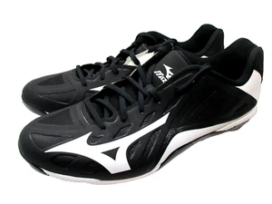 Men's MIZUNO Heist IQ 8-spike Baseball Metal Cleats, Black/White, Size 13 - Picture 1 of 7