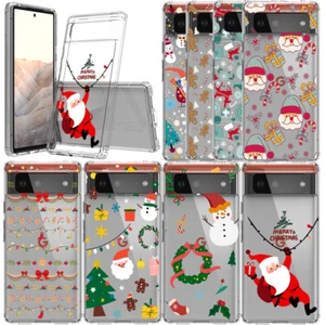 Christmas Design Patterned Clear Case for Google Pixel 6A 7A 6 7 8 9 Pro Cover - Picture 1 of 13