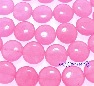 15.5" Strand PINK CANDY JADE 12mm Coin Beads - Picture 1 of 1