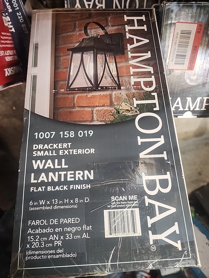 Hampton Bay Drackert 13 in. Outdoor Wall Light with Seedy Glass - Image 1 of 1