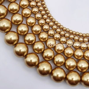 Cuentas sueltas redondas de perlas de vidrio caqui 3, 4, 6, 8, 10, 12 mm 16" filamento #14 DIY JOYA - Imagen 1 de 17