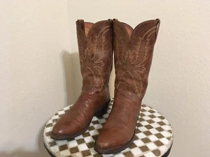 BROWN DISTRESSED LUCCHESE WESTERN ROCKABILLY BUCKAROO BOOTS 8.5 M - Picture 1 of 9