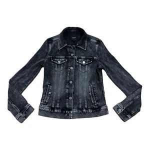 Liverpool Jean Jacket Womens XS Black Denim Trucker Stretch Boho Button Up - Picture 1 of 10