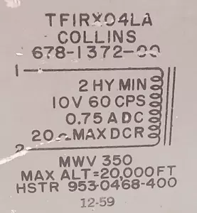 Chicago Transformer Filter Choke 2 Hy @ 0.75 ADC 20Ω / COLLINS - Picture 1 of 9