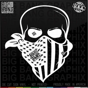 Outlaw Skull USA Flag Vinyl Decal Sticker Cowboy American Stars & Stripes DieCut - Imagen 1 de 5
