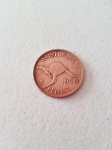 Coin - 1959 Australian Penny Genuine Circulated Queen Elizabeth II KG Polished - Picture 1 of 4
