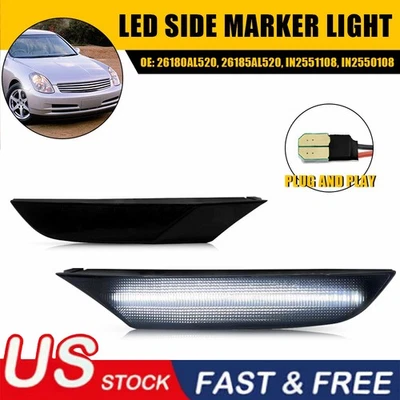 Luces LED de señalización laterales para parachoques delantero 4D para Infiniti G35 sedán 2003-2006 Foto 1 de 4