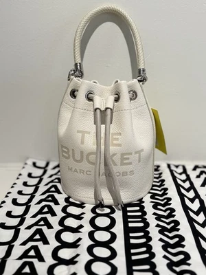 NWT Marc Jacobs Medium Leather Bucket Bag - Cotton Silver  - Image 1 of 4