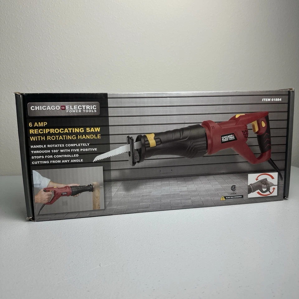 Chicago Electric Reciprocating Saw 62370 6 Amp Rotating Handle Power Tool Sealed - Image 1 of 4