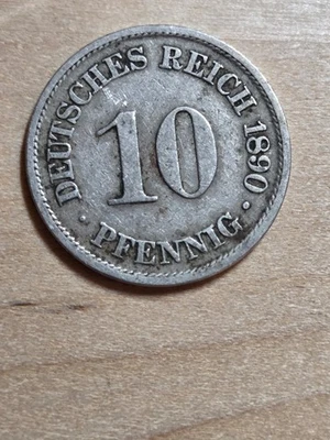 Germany 10-pfennigs coin, 1890 A. KM# 12, copper-nickel. Eagle. Berlin mint. - Image 1 of 4
