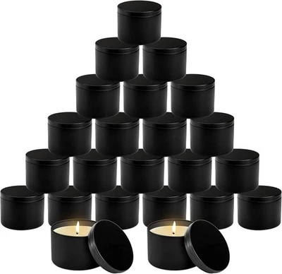 24 Pack 8oz Black Matte Candle Tins with Lid, DIY Candle Making Supplies - Image 1 of 4
