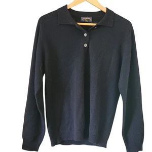 Charter Club Cashmere Sweater V Neck Collared Black M - Picture 1 of 4
