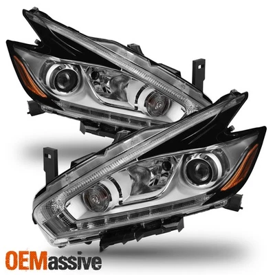 Par de faros proyectores cromados para Nissan Murano 2015-2016 [LED DRL funcionando] Foto 1 de 4