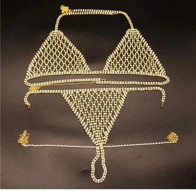 Crystal Underwear Jewelry Women Panties Bra Bling Rhinestone Bikini Body Chain - Image 1 of 4