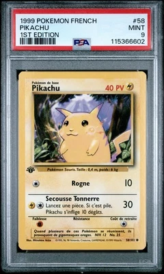 1999 Pokemon French Base Set 1st Edition Pikachu #58 PSA 9 MINT - Image 1 of 2