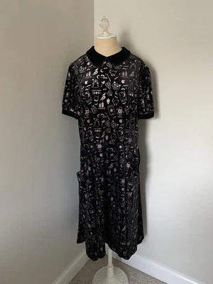 NWOT ModCloth Collectif Witch Peter Pan Collar Black Velvet Dress US 18 - Image 1 of 4