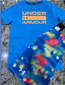 Under Armour Boys Blue Swim Set Rash Guard NEW Size 5 - Picture 1 of 1