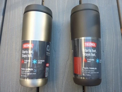 Vasos de viaje Thermos Alta de acero inoxidable de 18 oz plateados y espresso Foto 1 de 4