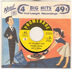 THE GRASSHOPPERS "WESTERN MOVIES" DOO WOP ROCK EP 1958 PROMENADE A 55 - Picture 1 of 2