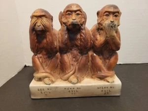 Vintage 1960s Shields 5th Avenue Porcelain 3 Wise Monkey Bank - Picture 1 of 5