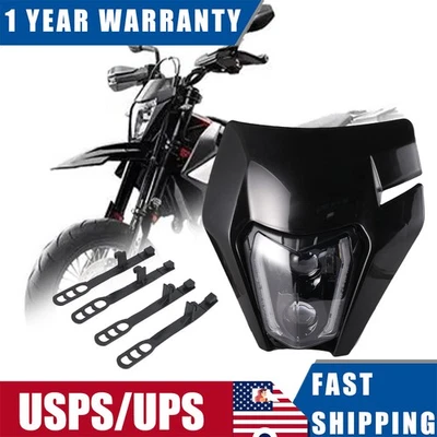  Faro LED para motocicleta con máscara negra para KTM EXC XCW SMR 150 200 300 350 450 Foto 1 de 4