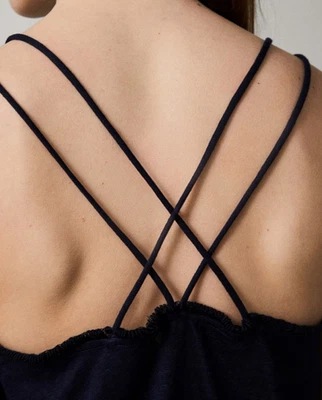 MASSIMO DUTTI,  M, 38/40, bestickt, Trägertop,  dunkelblau,  wie Neu, Leinen - Bild 1 von 4